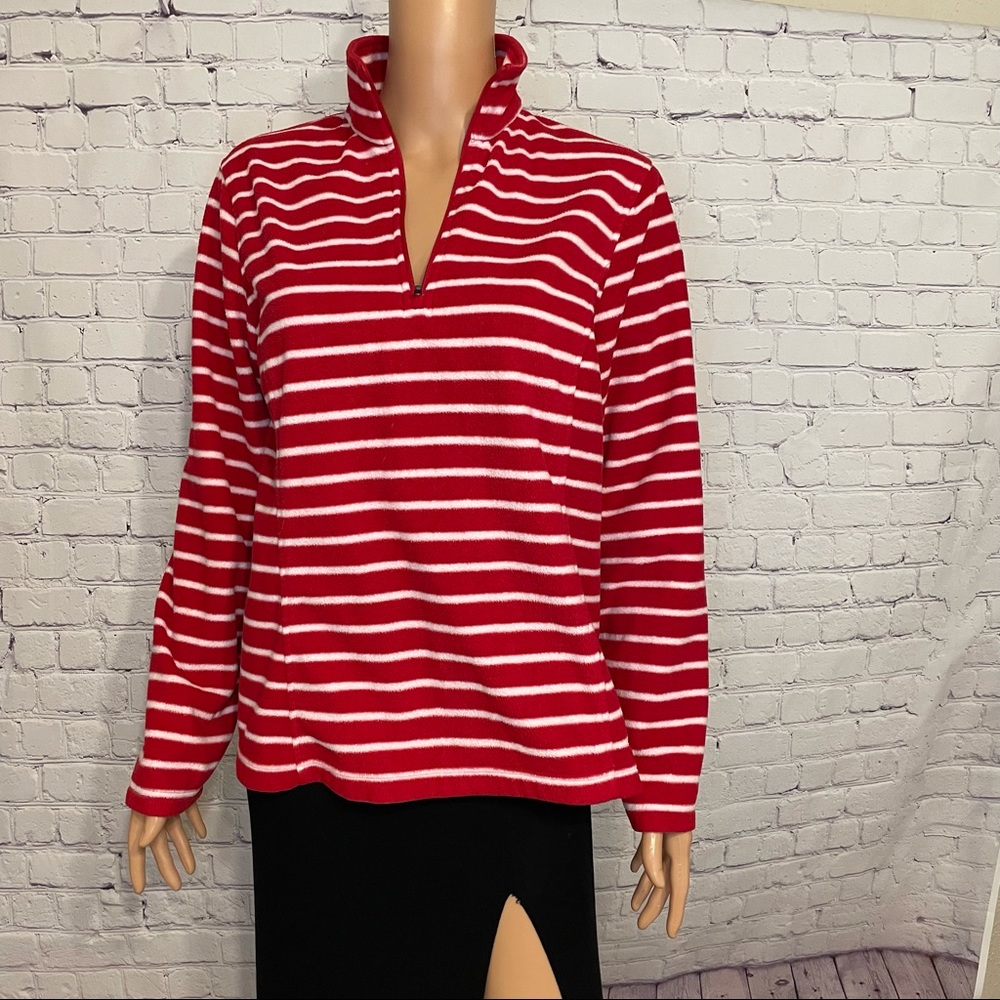 Lands end Red and white stripped Christmas sweater candy cane size medium